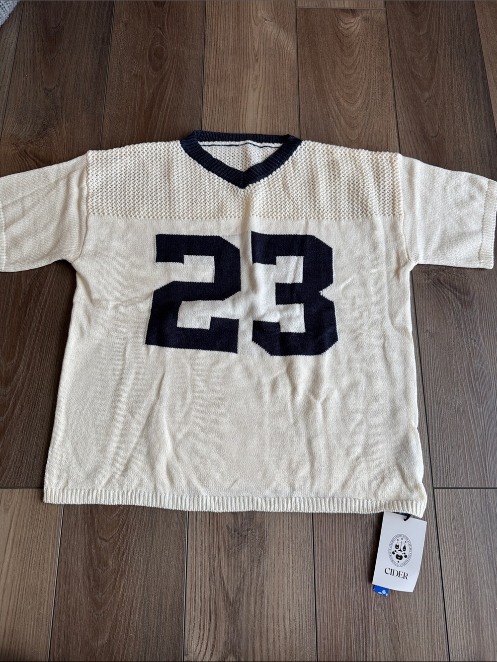 *NWT Cider Cream Knit Sweater with Navy '23' Detail